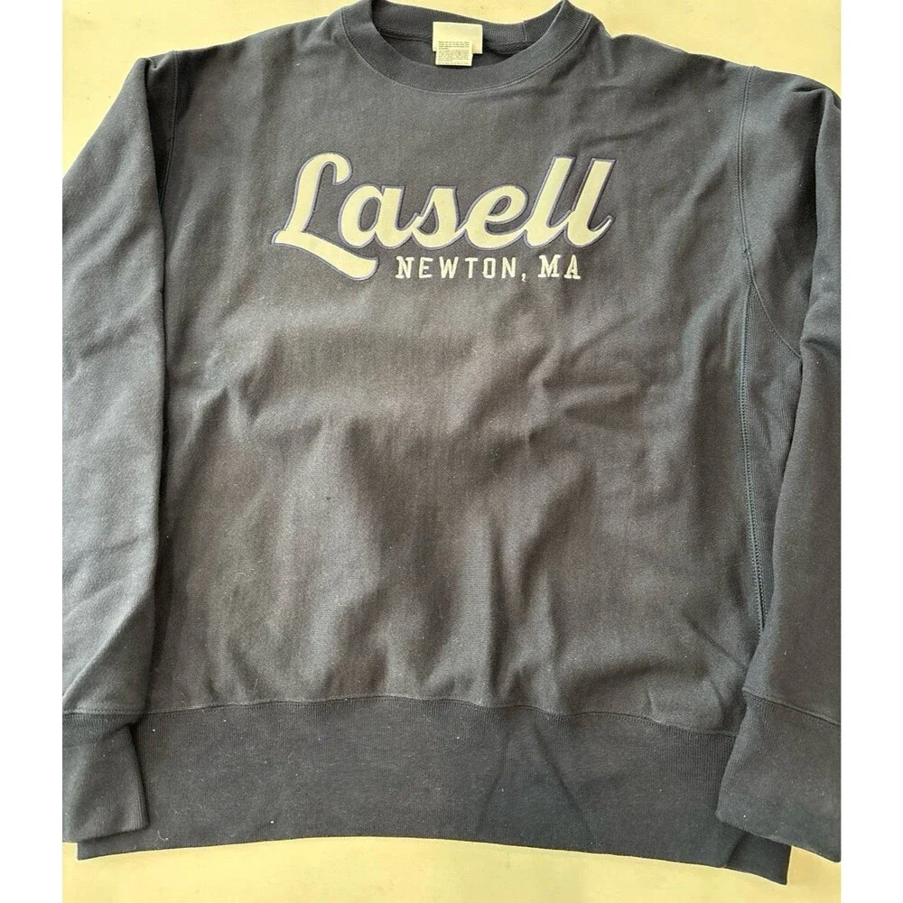 Lasell University Navy Blue Sweatshirt with White Lettering, Size Large - Picture 1 of 4